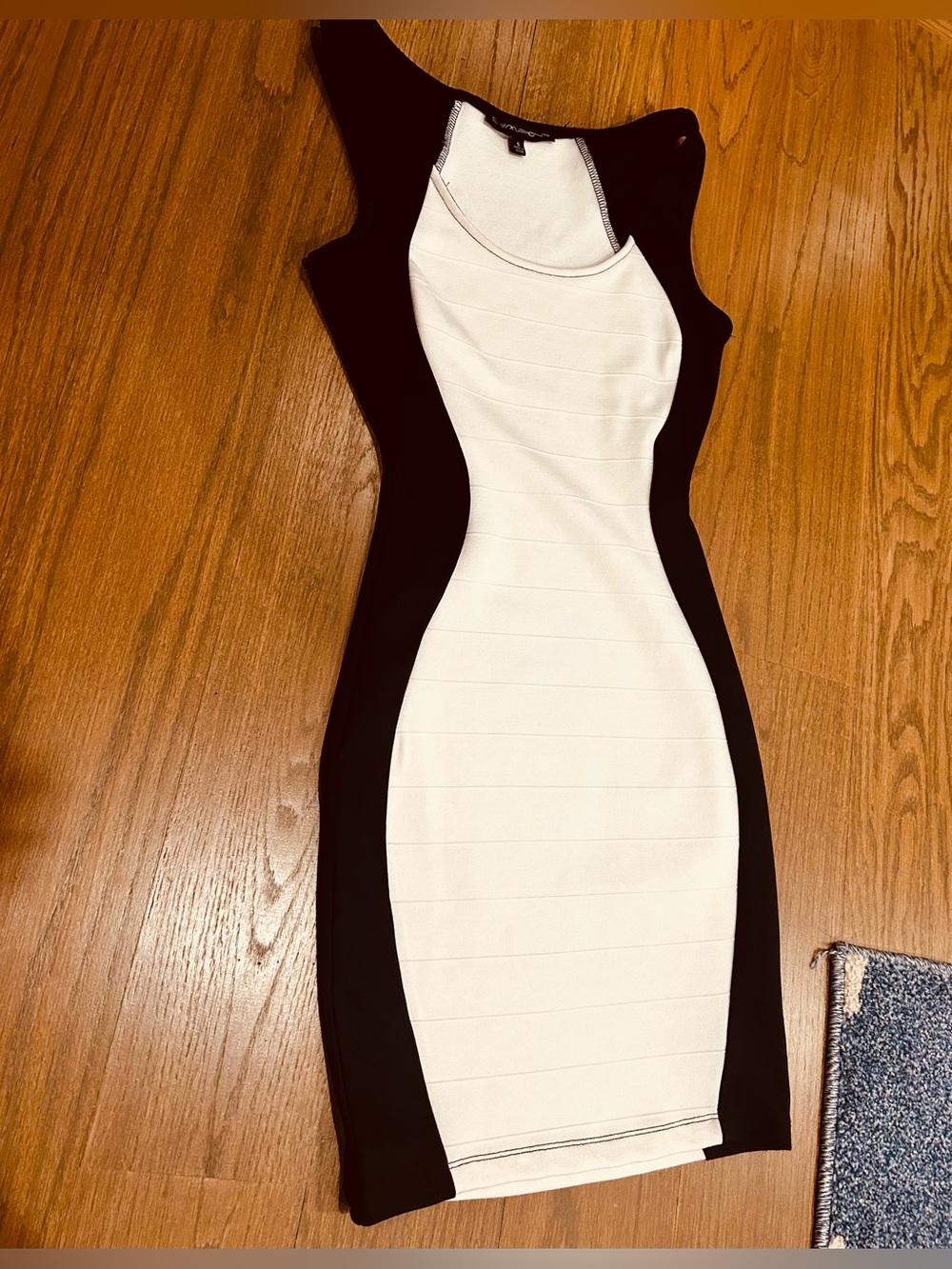 Symphony Black and White Contour Bodycon Midi Dress